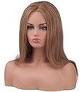 Professional Female Mannequin Head with Shoulders Tanned Skin Display Stand