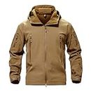 TACVASEN Men's Special Ops Military Tactical Soft Shell Jacket Coat Sand, 2XL