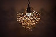 Mahganya Round Crystal Chandelier Hanging Lamp (Gold) (160mm) pack of 1