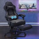 Massage Gaming Chair Ergonomic Office Chair w/ Lumbar Support Footrest Headrest