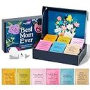 Thoughtfully Gourmet, Best Mom Ever Tea Gift Set, Tea Sampler Includes 6 Flavours of Tea with Inspirational Quotes, Great Gifts for Mom, Set of 90