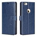 Dgeot® Leather flip Case Compatible with Apple iPhone 6 | Inside TPU with Card Pockets | Wallet Stand | Magnetic Closure | 360 Degree Complete Protection Vintage Flip Cover for Apple iPhone 6 - Blue
