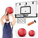 HYES 24" x 16" Large Basketball Hoop Indoor for Adults, Over The Door Basketball Hoop with Sturdy Backboard, Big Basketball Toys Gifts Ideas for Man Kids Teens Boys Girls, Black