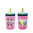 Zak Designs Disney Minnie Mouse Kelso Tumbler Set, Leak-Proof Screw-On Lid with Straw, BPA-Free, Made of Durable Plastic and Silicone, Perfect Bundle for Kids (15 oz, 2pc Set)