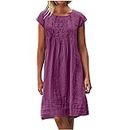 Cheap Gifts for Women Amazon Warehouse Sale Clearance Christmas Clearance Linen Dress for Women Pleated Summer Dresses Round Neck Short Sleeve Sundress Beach Vacation Casual Mini Dress 2024