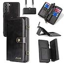 Compatible with Samsung Galaxy S21 Plus Glaxay S21+ 5G Wallet Case Card Holder Stand Multi-Function 2in 1 Detachable Magnetic Cell Phone Cover for Gaxaly S21+5G S21plus 21S + S 21 21+ G5 Men Black