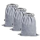 3PCS Dust-Proof Storage Bags Multifunctional Drawstring Pouch Bags to Protect Luxuries, Shoes, Handbags, Pocketbooks etc. Grey Suede. Plus 01 Free Frosted Zipper Bag