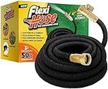 Flexi Hose Upgraded Expandable Garden Hose Extra Strength 3/4" Solid Brass Fittings - The Ultimate No-Kink Flexible Water Hose (Black, 50 FT)