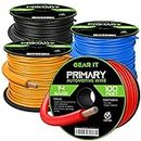 GearIT 14 Gauge Wire (100ft Each- Black/Red/Blue/Yellow) Copper Clad Aluminum CCA - Primary Automotive Power/Ground Battery Cable, Car Audio, Trailer Harness, Electrical - 400 Feet Total 14ga AWG Wire