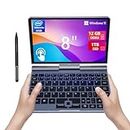 8 inch Mini Laptop HD Touchscreen Portable 2-in-1 Computer,Windows 11 Pro Small Laptop for Business and Students,Intel N100 12GB LPDDR5 1TB M.2 SSD,Wi-Fi 6,BT5.2 2MP Camera,G-Sensor,HDMI,Type C