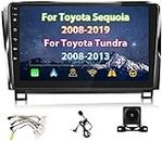 2G 64G Android Double Din Car Stereo for 2007-2013 Toyota Tundra / 2008-2019 Sequoia Car Radio with Carplay Android Auto 10.1 inch TouchscreenBluetooth GPS WiFi Camera FM Car Player External Mic