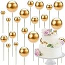 Gold Balls for Cakes, Round Ball Cake Toppers, Cake Balls 41 PCS Craft DIY Bakeware Decorating Tools for Birthday Party Wedding Supplies Baby Shower Decor，round Foam Mini Cupcake Toppers.