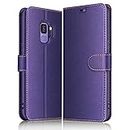 ELESNOW Case for Samsung Galaxy S9, Premium Leather Flip Phone Case Cover with Magnetic Closure Compatible with Galaxy S9 (Purple)