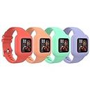 TiMOVO Band Compatible with Garmin Vivofit jr 3, [4-PACK] Soft Silicone Wristband, Adjustable Replacement Strap Accessories for Kids, fit Vivofit jr 3 - Red & Orange & Light Green & Light Purple