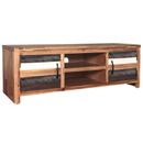 Tidyard Wooden TV Stand with Storage Shelves and Side Cabinets Acacia Wood Y4O0
