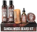 Viking Revolution - Sandalwood Beard Kit Conditioner - Beard Grooming Kit Softens, Smoothes, Soothes Beard - With Beard Wash, Conditioner, Beard Oil, Beard Balm & Beard Comb - Gifts For Men