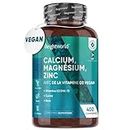 Calcium, Magnésium Zinc Vitamine D3, K2 (MK7) 400 Comprimés Vegan (+1 An) avec Cuivre, Sélénium,Manganèse, Bore, Immunité, Os, Peau, Muscles, Cheveux, Haute Absorption, Complexe Vitamine & Minéraux