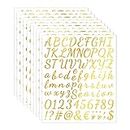 Zayookey 10 Sheets Glitter Alphabet Stickers Self Adhesive Vinyl Letter Number Sticker Decals for Mailbox Sign DIY Scrapbooking Graduation Cap Poster Board Water Bottles Decor (Gold)