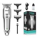 VGR V-071 Cordless Professional Hair Clipper Runtime: 120 Min Trimmer For Men With 3 Guide Combs (Silver) Standard,Battery Powered, 1 Count