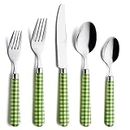 ANNOVA Silverware Set Stainless Steel Cutlery Color Handle Flatware (Green, 20 Pieces)