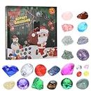 Aoresac Christmas Advent Calendar, 24 Days 2024 Natural Crystal Agate Stone Collection Kit for Xmas Home Garden Decoration Novelty Surprise Gift Box (Crystal Advent Calendar)
