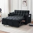 Eifizek 3-in-1 Convertible Sleeper Sofa Bed, Modern Pullout Couch Bed with Pull Out Bed, Adjustable Backrest, Loveseat Futon Sofa for Living Room Furniture (Black)
