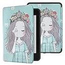 SwooK Magnetic Flip Cover case for Old Kindle Paperwhite 1 2 3 7th Gen Generation Released in 2012 2013 2014 2015 2016 New 300 PPI Versions 6" inch Display Flip Cover Case Shell (Flower Girl)