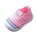 DFBF Baby First-Walking Shoes Toddler Infant Boys Girls Soft Sole Non Slip Cotton Mesh Breathable Lightweight TPR Sneakers (Pink, 9-12Months)