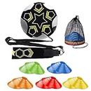 wadafen Football Training Equipment Kick Trainer and 20pcs Football Training Cones Kit - Soccer Skills Practice Agility Training Plastic Sports Cones Colorful Marker Cones for Adults Kids Gifts