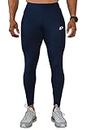 DECISIVE Fitness Mens Tight, Compression, Gym Tight, Cycling Tight, Yoga Pant, Jogging Tights - Navy Blue Color (Medium (26" to 32" Waist))