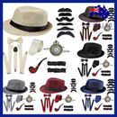 1920s Mens Gatsby Gangster Costume Accessories Set Hat Fancy Cosplay Prop Party