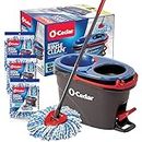 O-Cedar EasyWring RinseClean Microfiber Spin Mop & Bucket Floor Cleaning System with 3 Extra Refills, Plastic, Grey