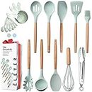 Kitchen Utensils Set - 20 Silicone Cooking Utensils for Non-stick Cookware. Wood Kitchen Utensils. Silicone Spatula Wooden Spoons Set Tongs. Best Chef Kitchen Gadgets Tool Set Gifts - ÉLEVER