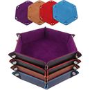 6 Colors Dice Tray Hexagon Square Folding PU Leather Rolling Dice Board Games