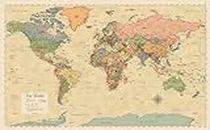 Laminated World Map Poster - Map of the World Chart [Yellow]