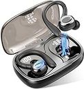 Wireless Earbuds Bluetooth Headphones 80hrs Playback Ear Buds IPX7 Waterproof&Power Display with Noise Canceling Mic Over-Ear Stereo Bass Earphones with Earhooks for Sports/Workout/Running