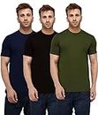 London Hills Men Round Neck Cotton Blend Multicolor Half Sleeve Solid T-Shirts (Pack of 3)