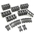 ZHX 56PCS City Train Tracks Accessories Straight and Flexible Train Tracks Railroad Building Toy Compatible with Major Brand (36 Straight and 20 Flexible) (56pcs(36 Straight and 20 Flexible))