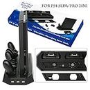 New World Vertical Stand Cooling Fan with Dual Charger Charging Dock USB Hub for Sony PS4 Slim Console