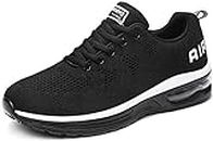 gojiang Men's/Women's Trainers, Running Shoes, Sports Shoes, Street Running Shoes, Trainers, Breathable Trainers, Running, Fitness, Gym, Outdoor, Lightweight., Black White, 11.5 US