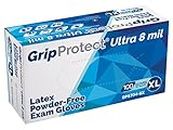 GripProtect Ultra 8 Mil Latex Exam Gloves, Disposable, Textured, Medical, Automotive, Janitorial, Home, EMS, Hospital, Law-Enforcement (Large (100 Count))