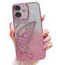 SEOsy for Designed with a Luxurious Glitter and Cute Butterfly Plating Design, This Elegant Women's Teen Girls Back Cover case for The is Available iPhone 11 Butterfly (Rose Gold)