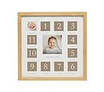 Kate & Milo My First Year Picture Frame - Neutral Baby Nursery Decor, Monthly Milestone Photo Frame, New Baby Gift, Baby Girl and Baby Boy Keepsake, Wood