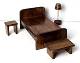 Muebles de dormitorio vintage hechos a mano para casa de muñecas de madera manchada para muñecas de 6-7"