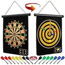 Ranslen Magnetic Dart Board for Kids and Adults, Boy Toys, Double Sided Board Games, Indoor Outdoor Darts Game with 15pcs Magnetic Darts, Gift for Age 5 6 7 8 9 10 11 12 Year Old Boys
