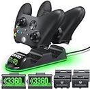 OIVO Controller Charging Dock with 2 x Rechargeable Battery Packs for Xbox One/Xbox Series X/S, Twin Charging Dock with 2 x 3360mWh Rechargeable Battery Packs - Black (Xbox Series X & S/Xbox One)
