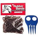 Horse Mane Braiding and Banding Bundle - Mane/Tail Rubber Bands, Braid Aid Braiding Comb (Brown)