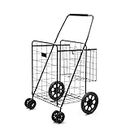 MaxWorks 50920 100lb Large Capacity Folding Shopping Cart with Dual Basket and Swivel Wheels