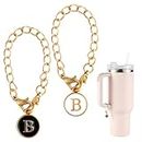 2pcs Letter Pendant Accessories for Stanley Cup, Initial Letter Handle Personalized Name ID Alphabet Pendant Chain for Stanley Tumbler (Letter B)