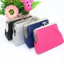 Mini Wallets for Women PU Leather Wallet Money Bag Coin Purse Buckle Solid Color Small Card Holder